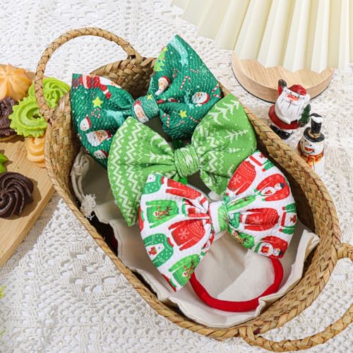 YanJie Christmas Baby Bows Red Green Headbands for Newborn Girls