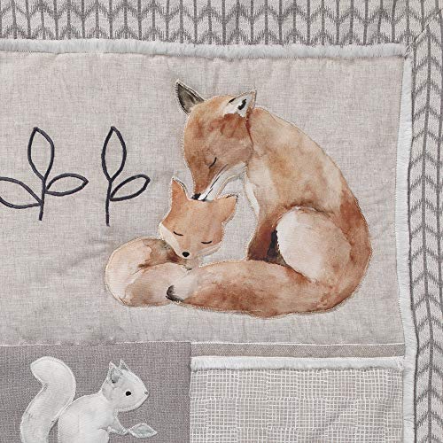 Lambs Ivy Painted Forest Crib Bedding Set - Gray Beige White 1