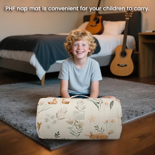 PHF Toddler Nap Mat with Pillow and Blanket Rollup Design