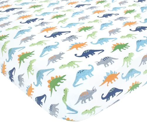Hudson Baby Unisex Cotton Crib Sheet - Dinosaurs