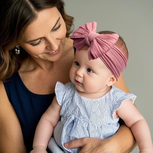 Handmade Baby Girls Headbands with Bows Pink