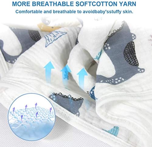 Remass 6-Layer Muslin Hooded Bath Towel for Kids Dinosaur Design