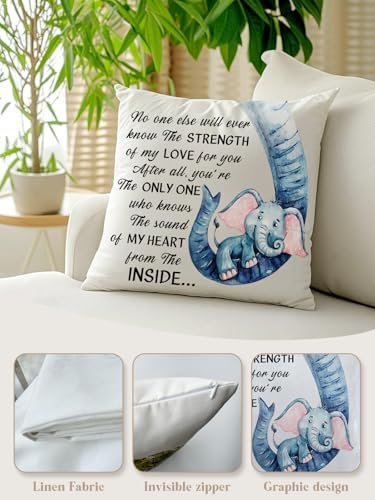 KISJO Mother Baby Elephant Pillow Cover 18x18 1