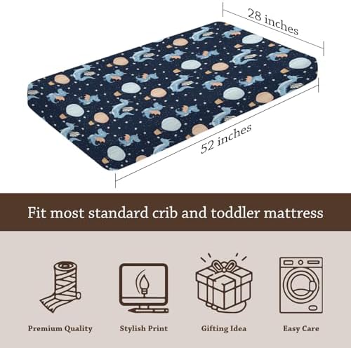 KuphiL10C Cartoon Dragons Hot Air Balloons Stars Pattern Crib Sheet