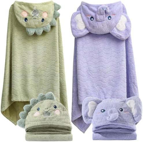 Toddler Bath Towel Set 2 Pack Soft Hooded Towels for Kids