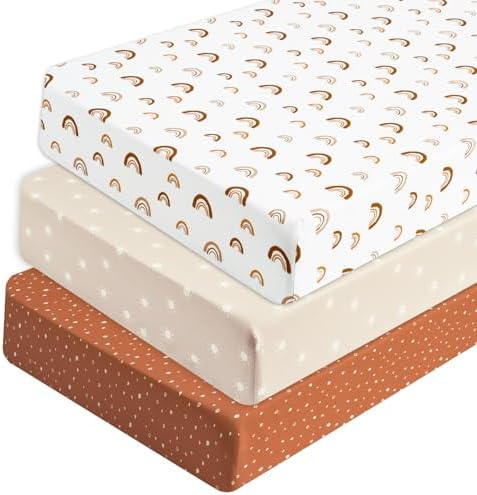 PHF 3 Pack Rainbow Crib Sheets for Safe Baby Sleep