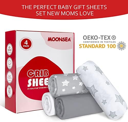 Moonsea Crib Sheets 4 Pack - Soft Breathable White