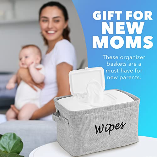 Dejaroo Wipes Newborn Essentials Linen Basket with Handle Grey