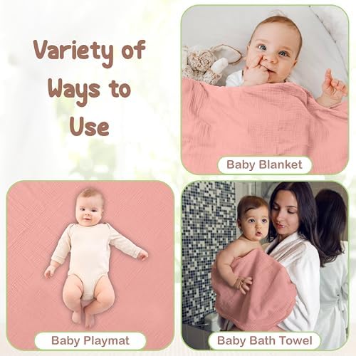 Organic Cotton Muslin Baby Hooded Towels - 2 Pack Soft Absorbent
