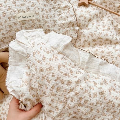 BuLuTu Cotton Muslin Toddler Pillowcase with Camellia Flowers