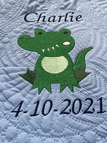 Personalized Baby Blanket Quilt with Gator Design