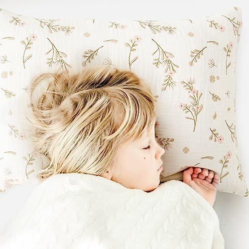 Konssy Muslin Toddler Pillowcase 2 Pack - 13x18 Soft Breathable Cotton