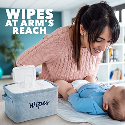 Dejaroo Blue Linen Wipes Newborn Essentials Basket 1