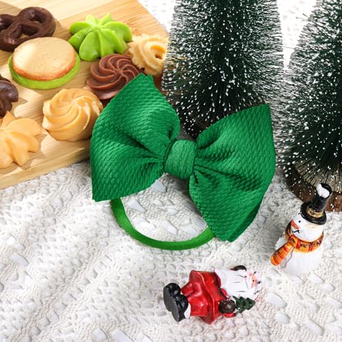 YanJie Christmas Bows Hairband for Baby Girls - 3 Pack Red White Green