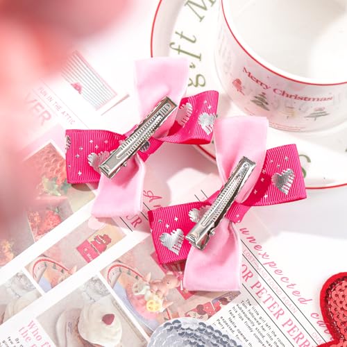 YanJie Cute Valentine Hair Clips Red Pink Bowknot Barrettes for Girls Toddler