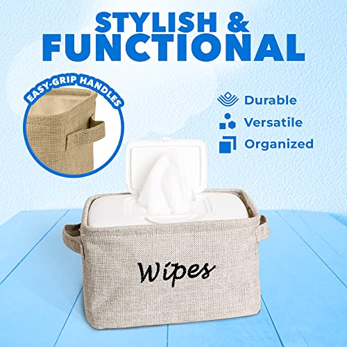 Dejaroo Wipes Newborn Essentials Linen Basket with Handle Grey