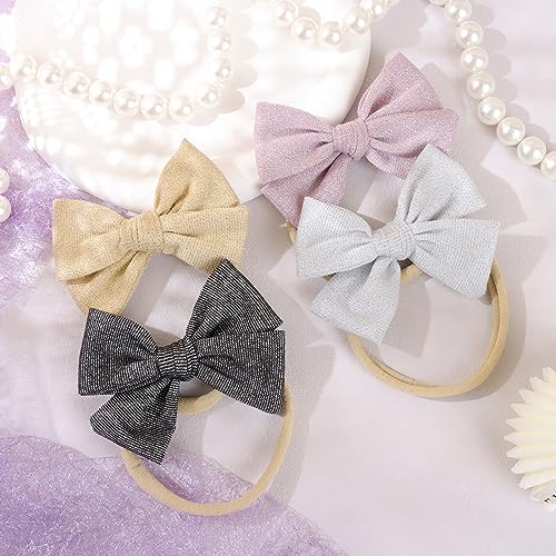 35 Baby Bows Elastic Headbands 4 Pcs