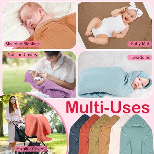 Peryiter 6 Pcs Hooded Muslin Baby Towels