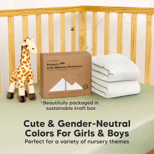 KeaBabies Waterproof Crib Mattress Protector - 2 Pack Quiet Baby Sheet Liner