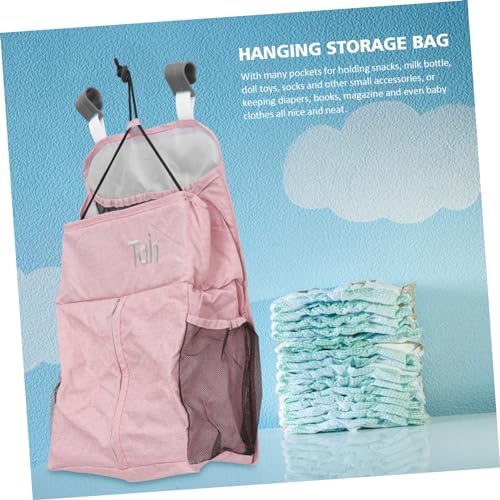 Crib Hanging Bag Diaper Holder 45x28cm Pink Linen