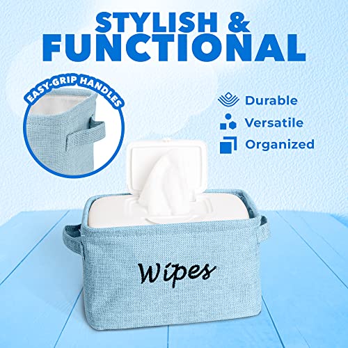 Dejaroo Blue Linen Wipes Newborn Essentials Basket 1