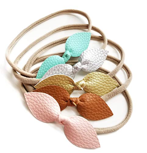 Vanaguelite Dainty Faux Leather Baby Bow Set of 5