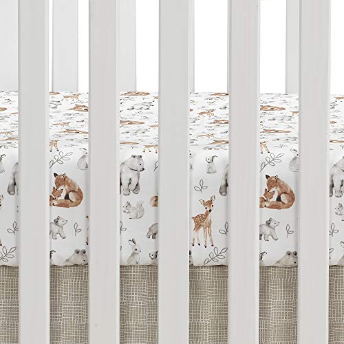 Lambs Ivy Painted Forest Crib Bedding Set - Gray Beige White 1