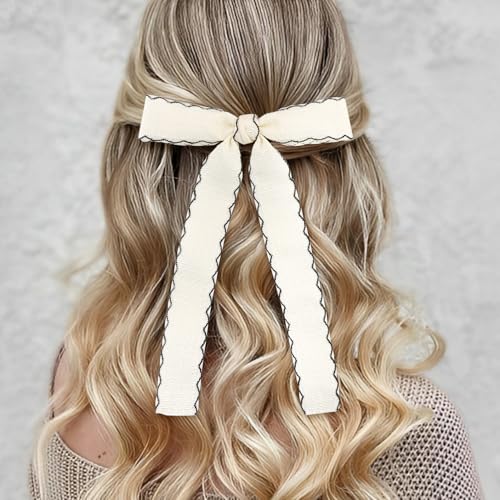 Baby Girls Hair Bow Clips 2PCS Handmade Black White