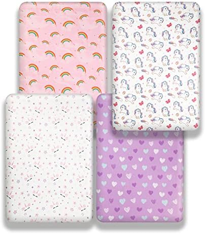 4 Pack Soft Crib Sheets for Baby Girls
