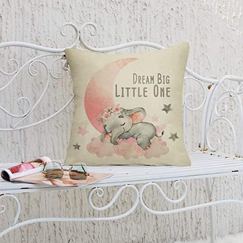 Ussap Elephant Dream Big Little One Throw Pillow Cover Pink Moon Cloud 18x18