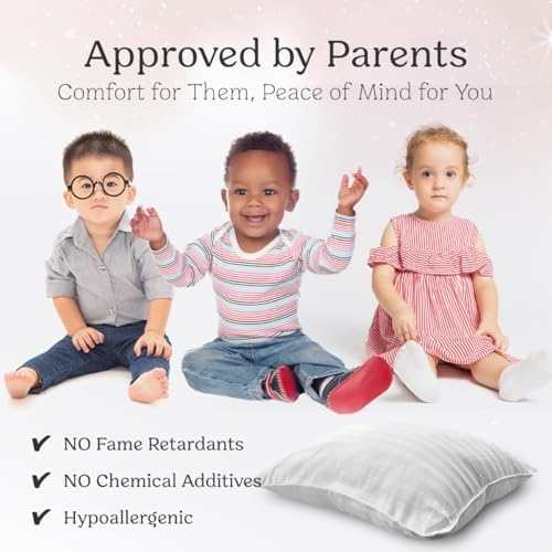 Toddler Pillow 13x18 Organic Cotton Set - Travel Bed Comfort