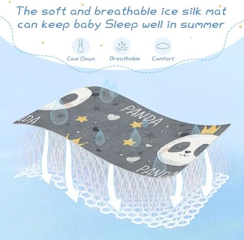 Panda King Star Grey Cooling Baby Mattress Pad 28x52