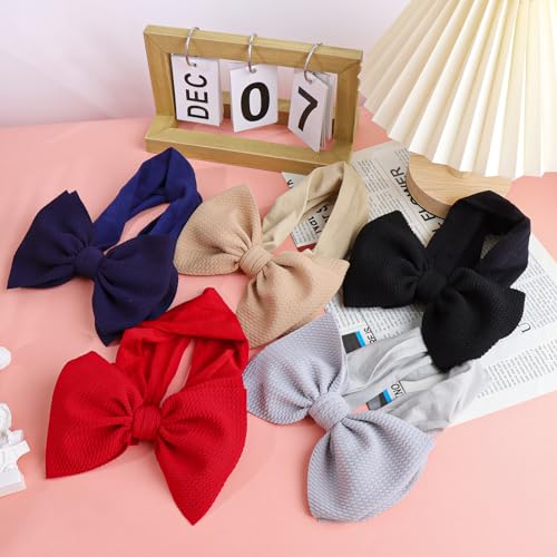 Lanmerry Hairband 5 Pack - Navy Bow Elastics for Baby Girls