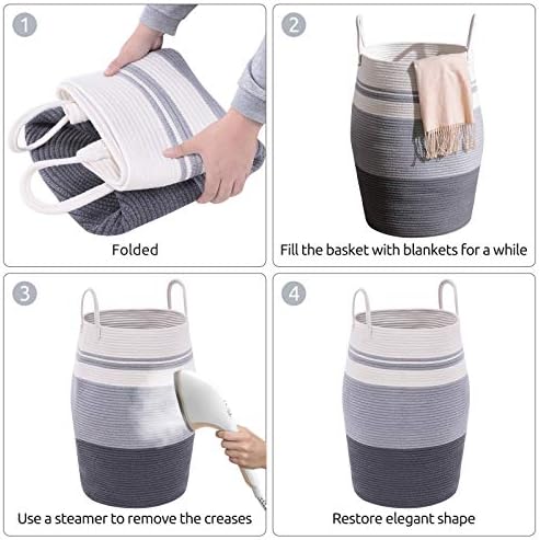 105L Extra Large Woven Laundry Hamper with Cotton Rope Handles Dark Grey