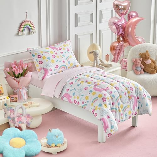 UOZZI Unicorn Toddler Bedding Set 4PC