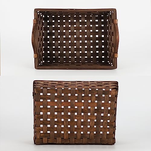 Dark Brown Wicker Storage Basket with Handles