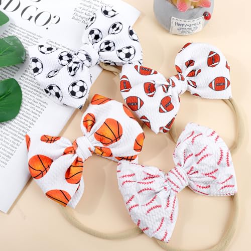 YanJie Baby Girls Hairband Set of 4 - Football Basketball Soccer Rugby