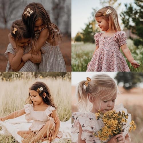 TSACOS Hair Clips with Bow Flowers 19 Pcs Linen Barrettes for Toddlers