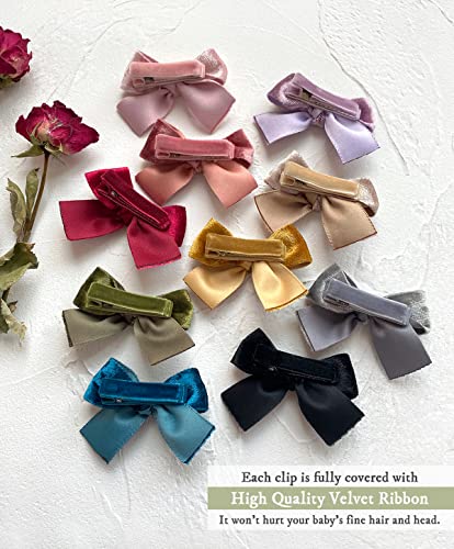 Baby Girls Velvet Hair Bow Clips 10pcs