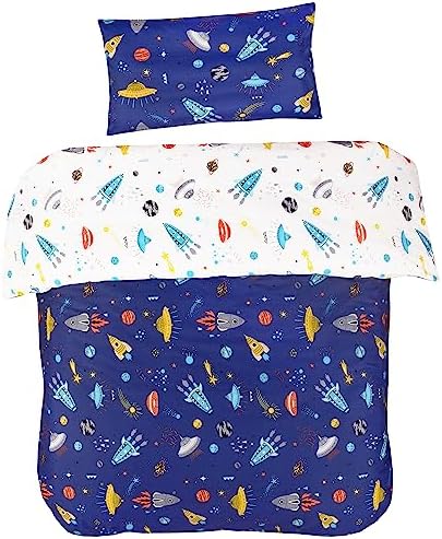 J-pinno Cartoon Rocket Crib Duvet Cover Set 100 Cotton