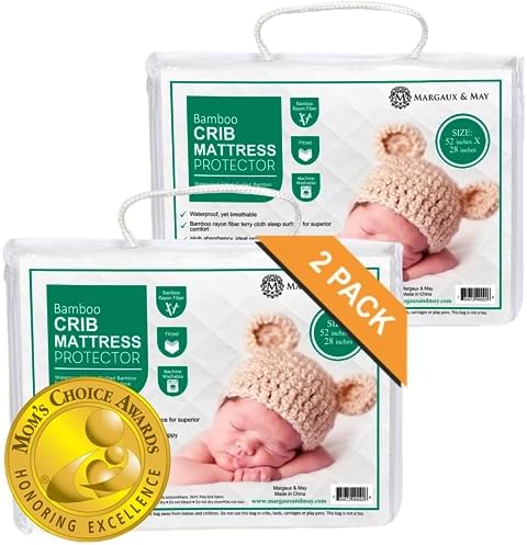 Crib Mattress Protector 2 Pack - Ultra Soft Waterproof Bamboo Rayon