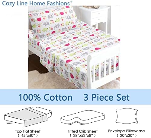 Danica 3-Piece Cotton Toddler Sheet Set - Turtle Elephant