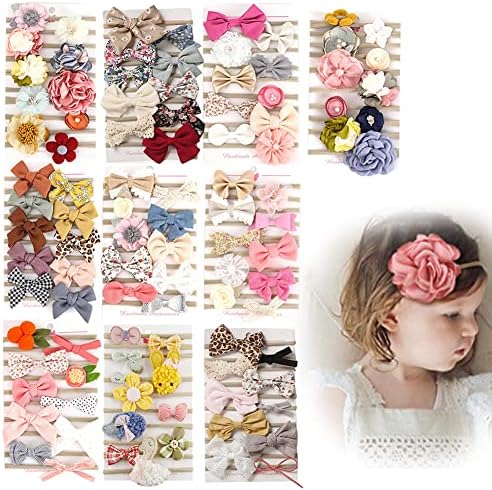Surakey Baby Girl Headbands 12 Pack Floral Lace Hair Accessories