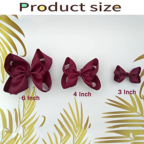 6PCS Black Grosgrain Hair Bows with Clips for Girls