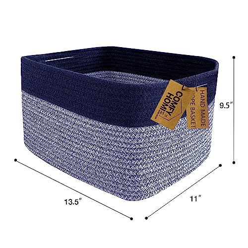 COMFY-HOMI 3-Pack Rectangular Cotton Rope Baskets with Handles
