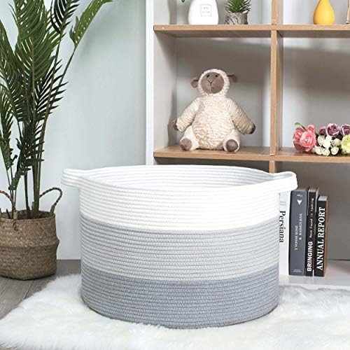 MINTWOOD Design 22x14 Inches Cotton Rope Storage Basket