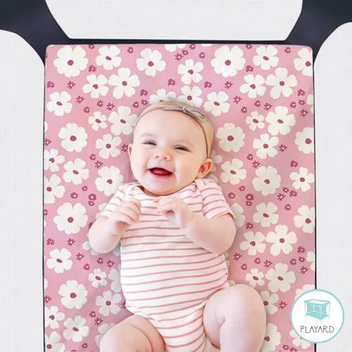The Peanutshell 3-Pack Daisy Crib Sheets - Soft Breathable for Baby Girl