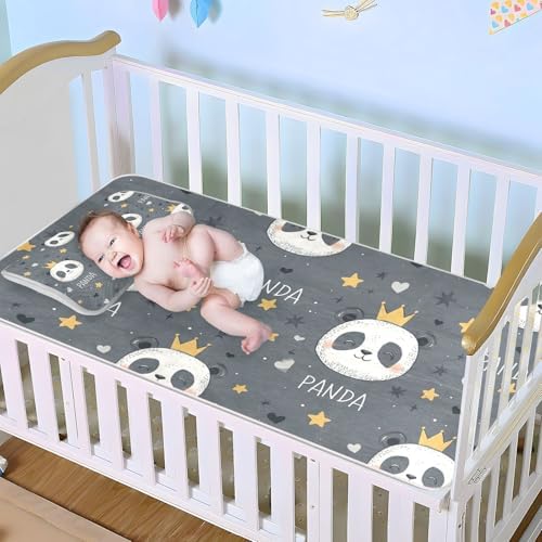 Panda King Star Grey Cooling Baby Mattress Pad 28x52