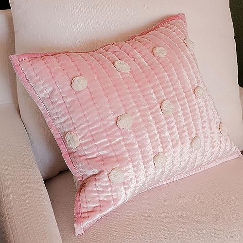 Crane Baby Velvel Pillow Pink 12x16