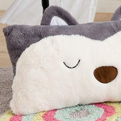 Snugtown Cute Fox Lumbar Pillow 12x24 Inches Grey Ivory